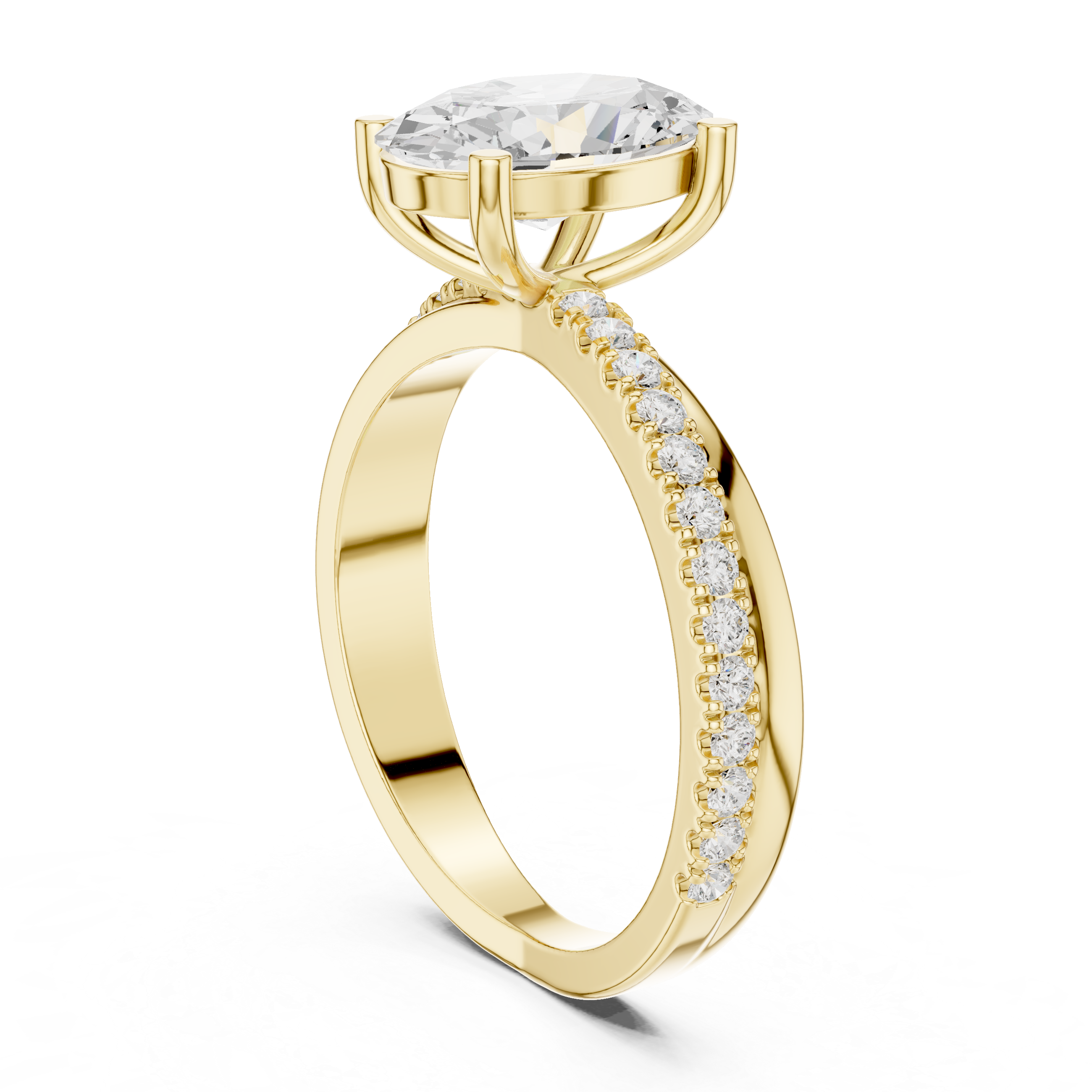 Gold 2 50Ct Oval Solitaire Pave Lab Grown Diamond Avelor Ring