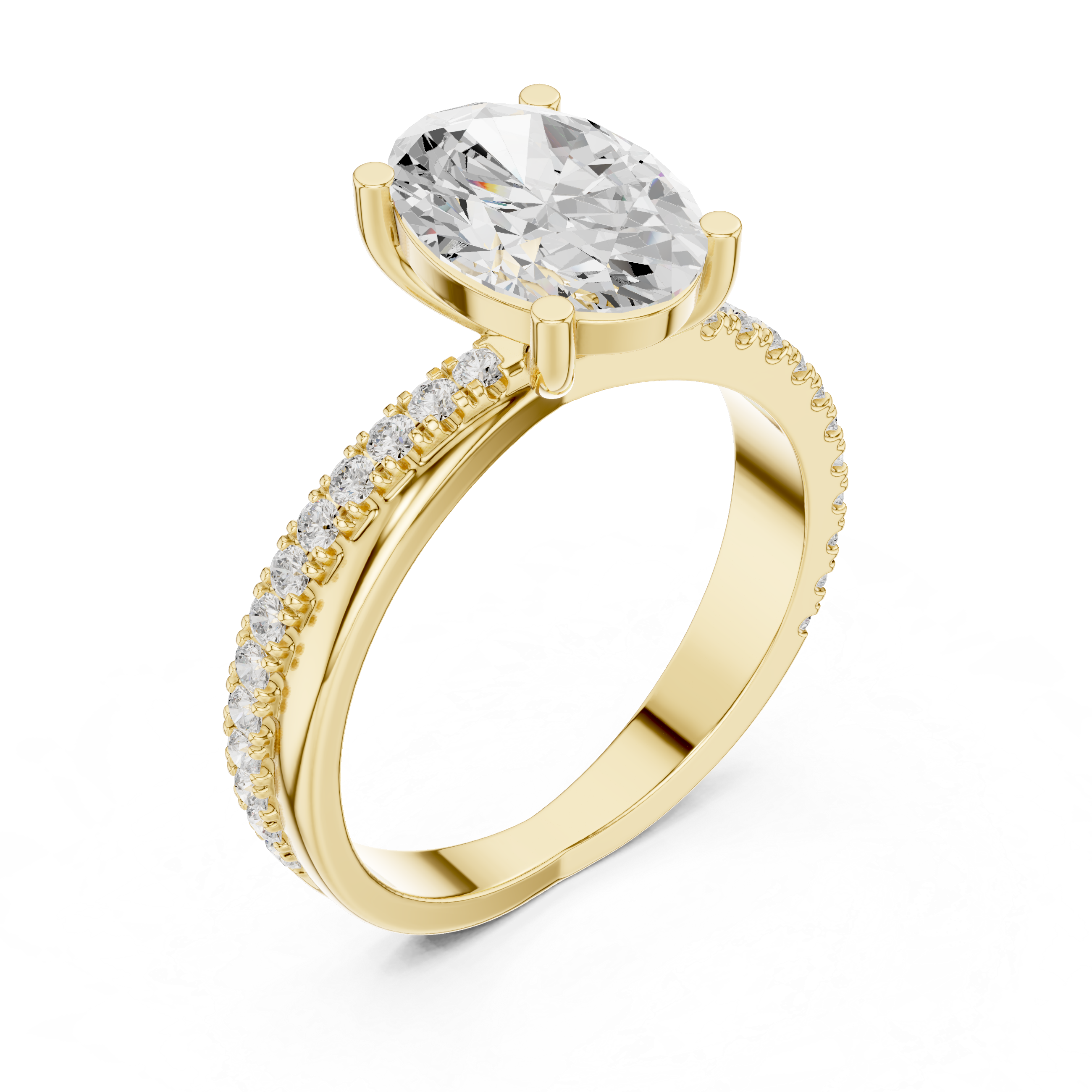 Gold 2 50Ct Oval Solitaire Pave Lab Grown Diamond Avelor Ring