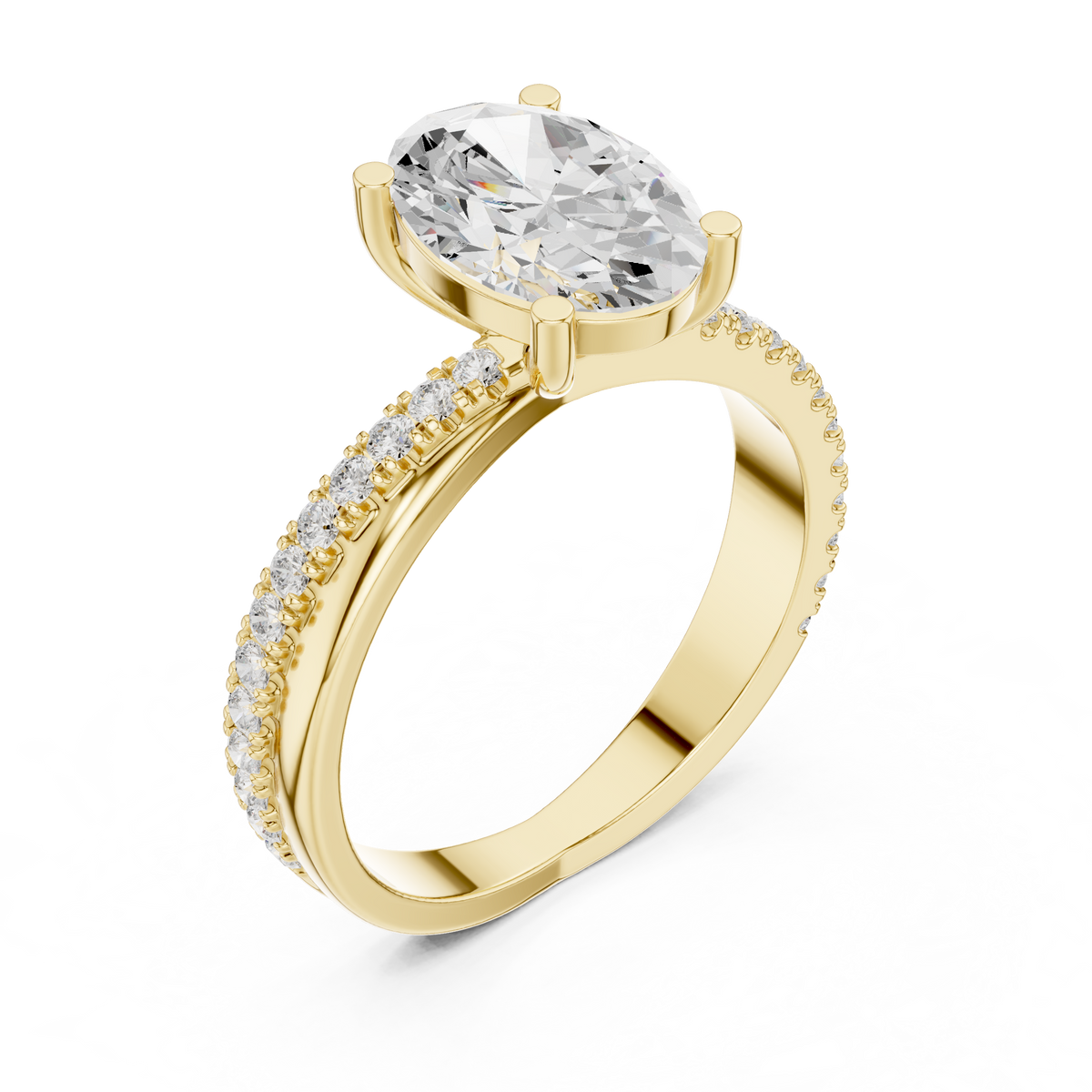 Gold 2 50Ct Oval Solitaire Pave Lab Grown Diamond Avelor Ring
