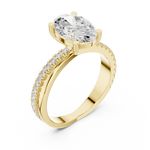 Gold 2 50Ct Oval Solitaire Pave Lab Grown Diamond Avelor Ring