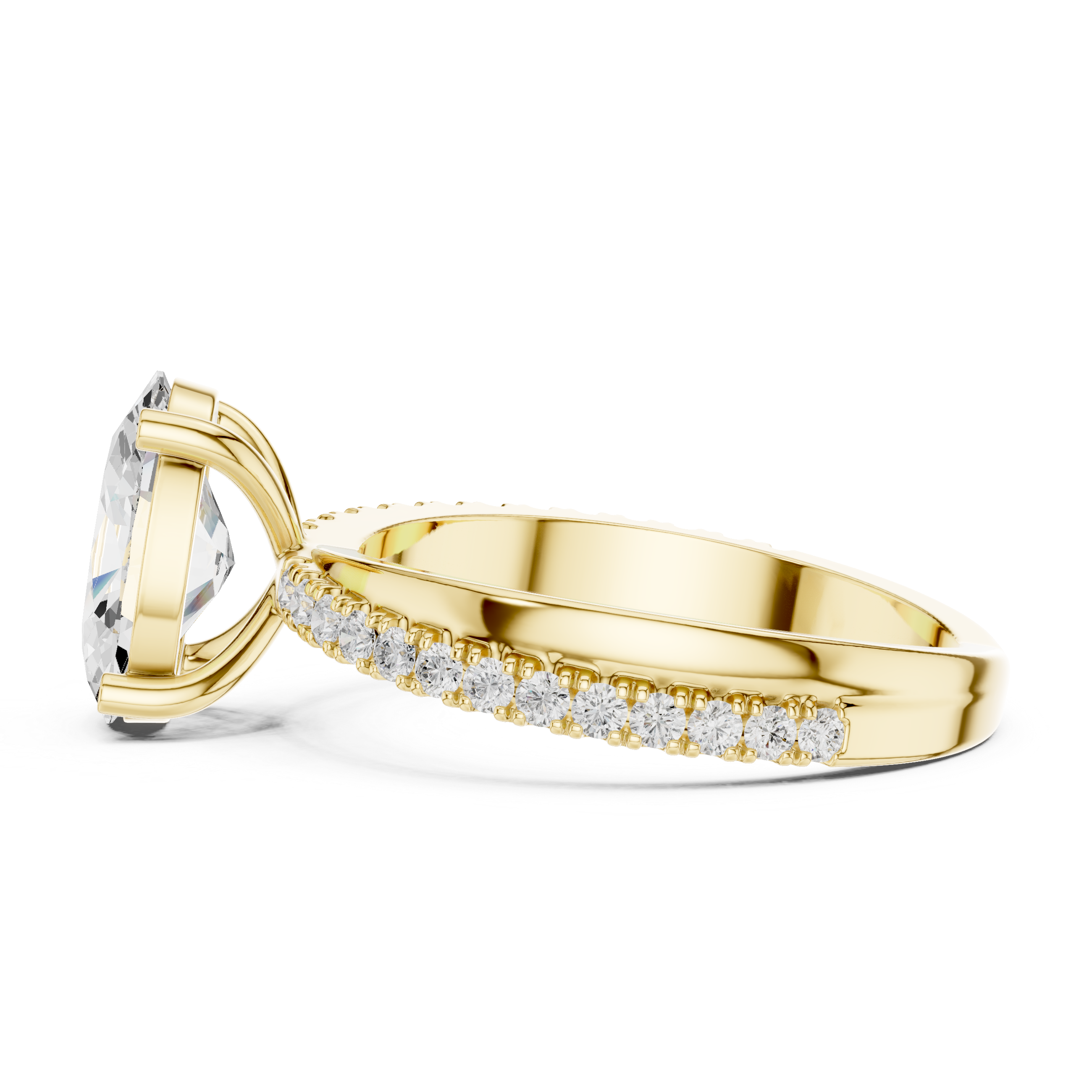 Gold 2 50Ct Oval Solitaire Pave Lab Grown Diamond Avelor Ring