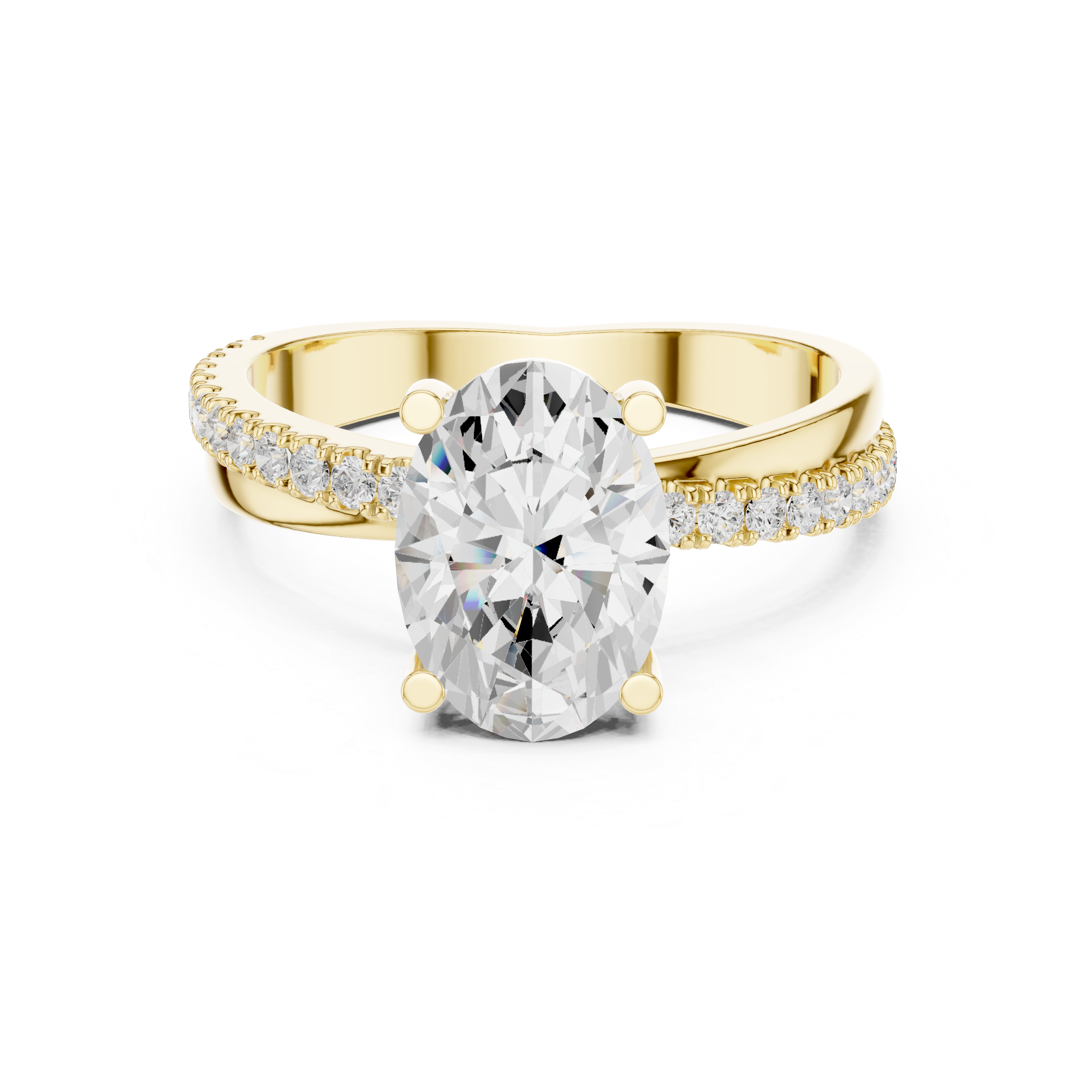 Gold 2 50Ct Oval Solitaire Pave Lab Grown Diamond Avelor Ring