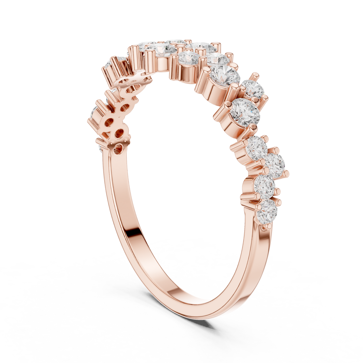 Gold Round Cluster Crown Lab Grown Diamond Orelix Ring