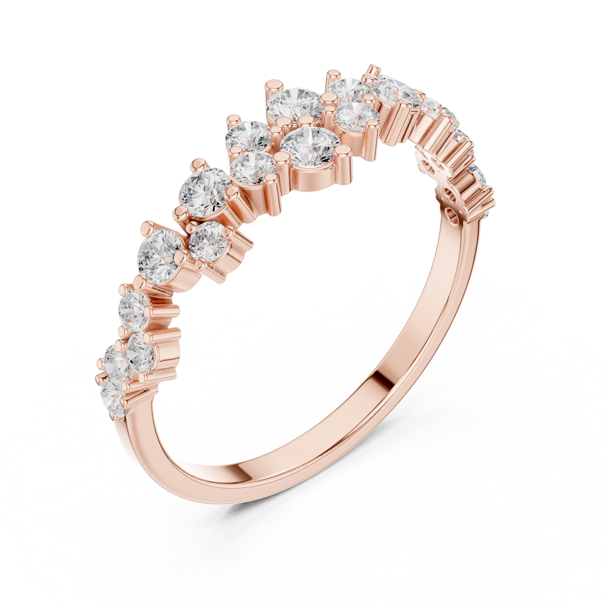 Gold Round Cluster Crown Lab Grown Diamond Orelix Ring
