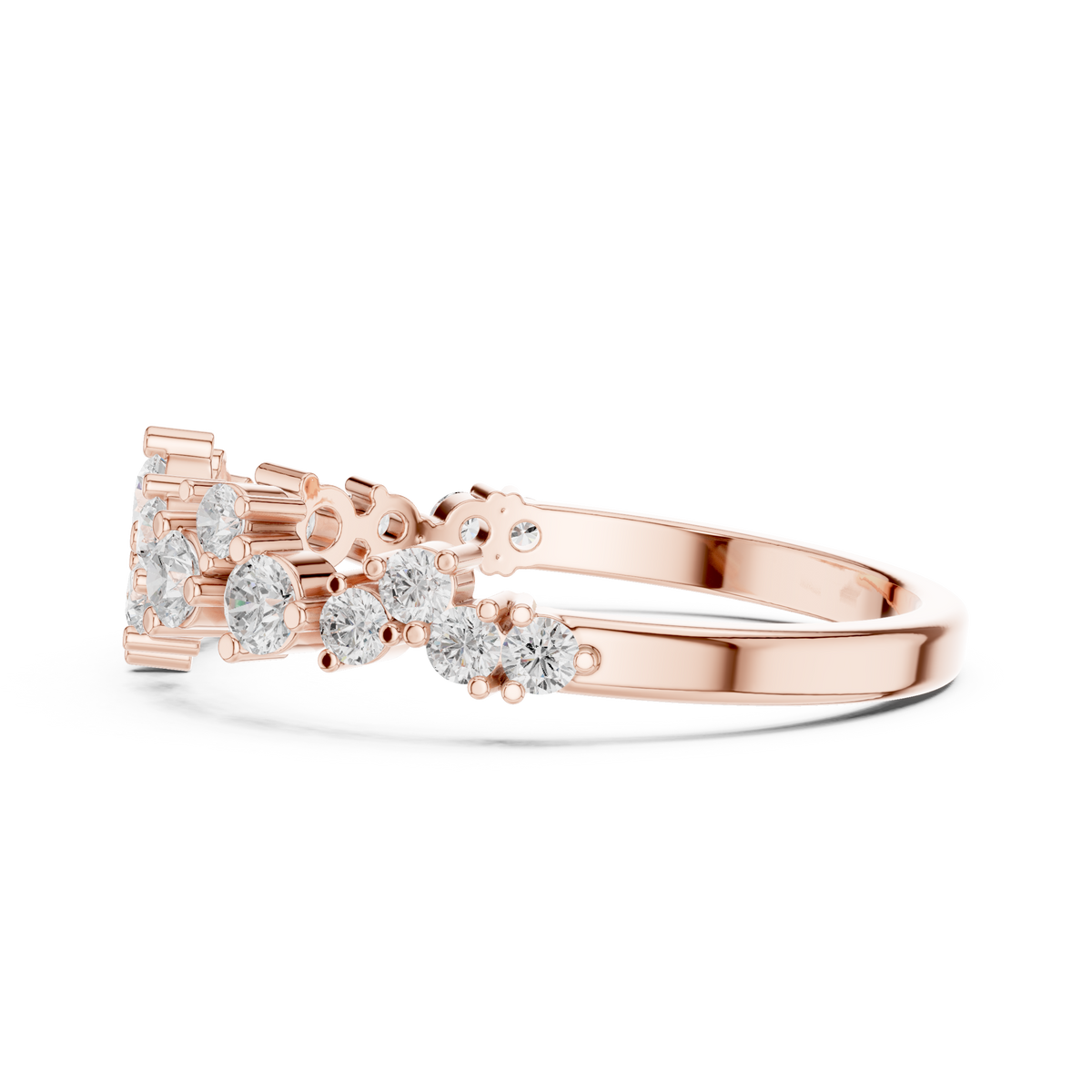 Gold Round Cluster Crown Lab Grown Diamond Orelix Ring