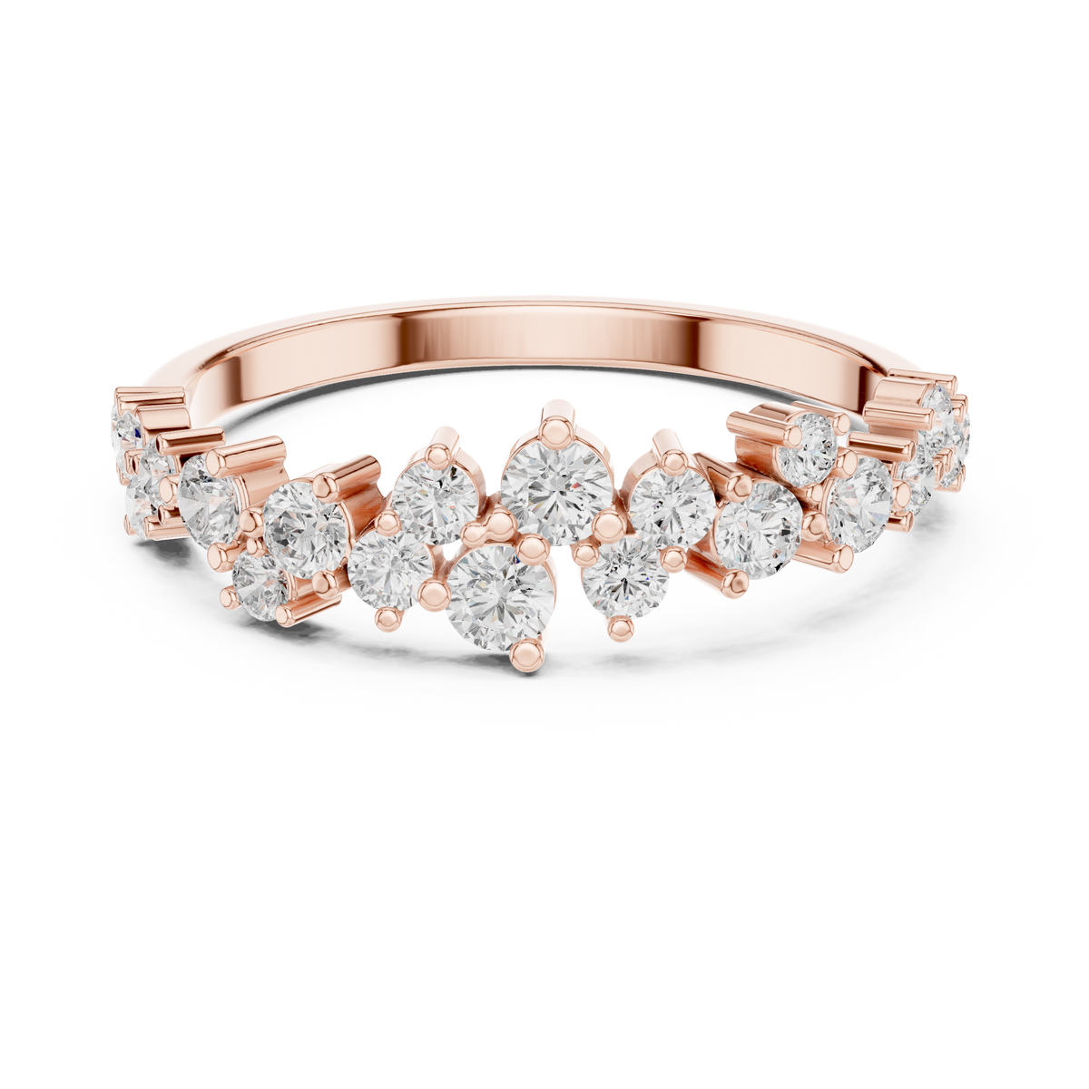 Gold Round Cluster Crown Lab Grown Diamond Orelix Ring