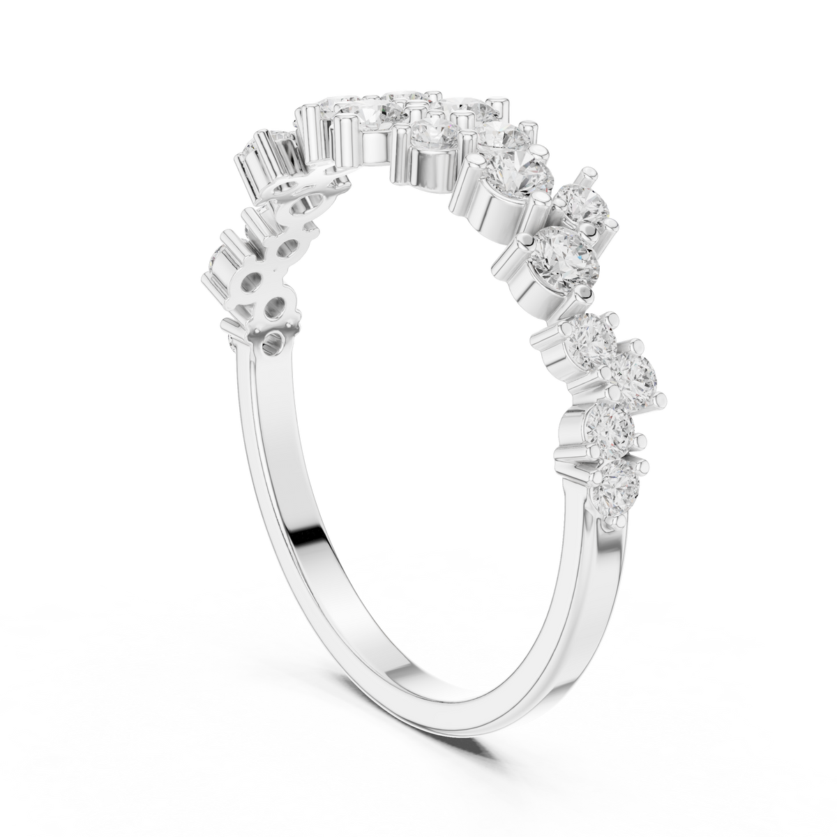 Gold Round Cluster Crown Lab Grown Diamond Orelix Ring