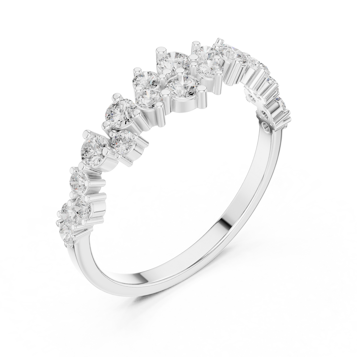 Gold Round Cluster Crown Lab Grown Diamond Orelix Ring