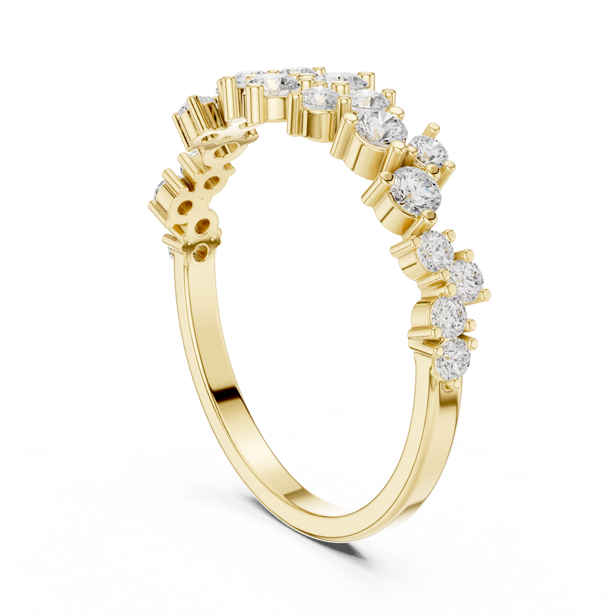 Gold Round Cluster Crown Lab Grown Diamond Orelix Ring