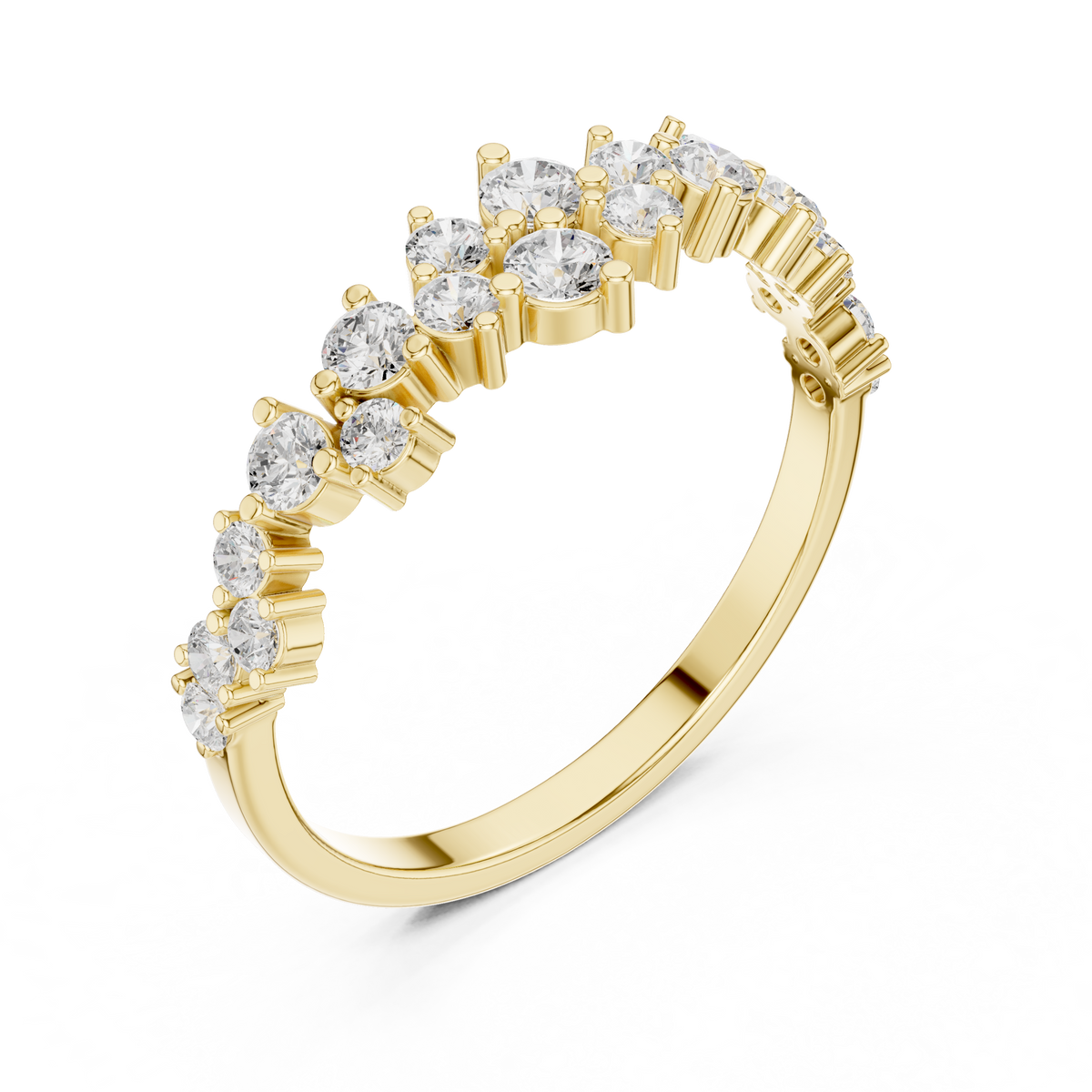 Gold Round Cluster Crown Lab Grown Diamond Orelix Ring