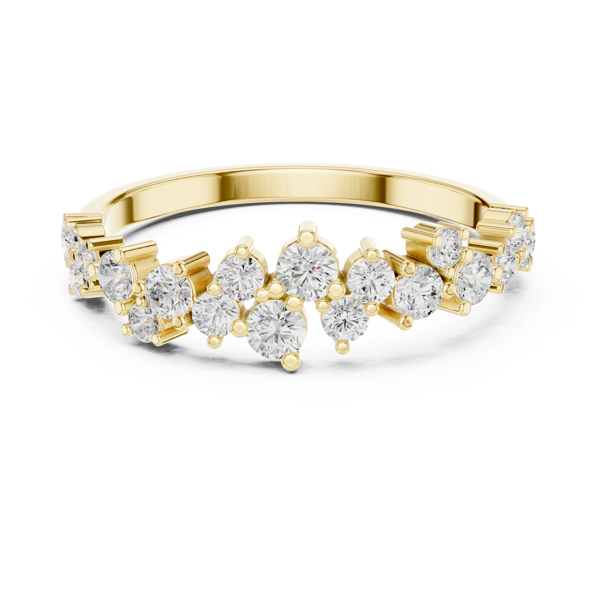Gold Round Cluster Crown Lab Grown Diamond Orelix Ring