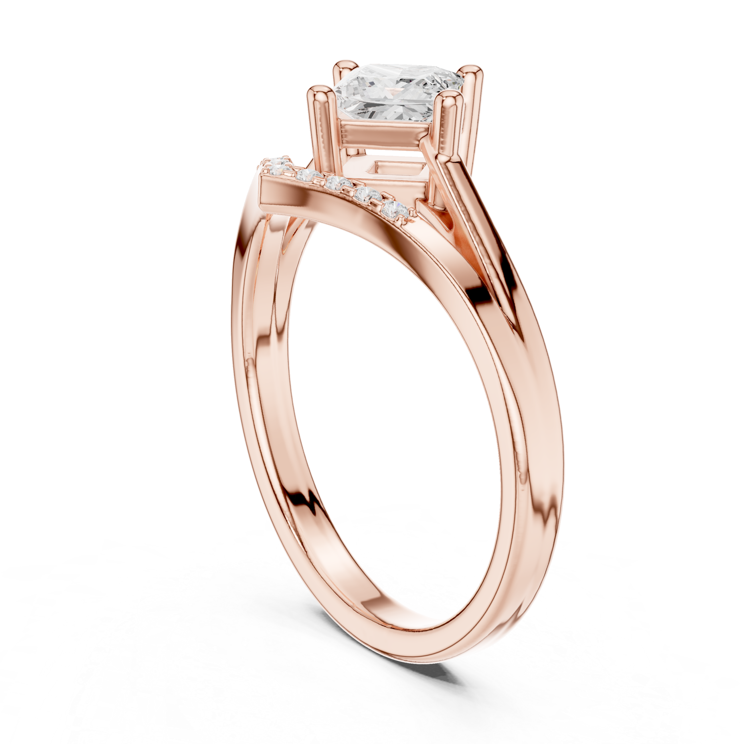 Gold Princess Chevron Lab Grown Diamond Zanvi Ring