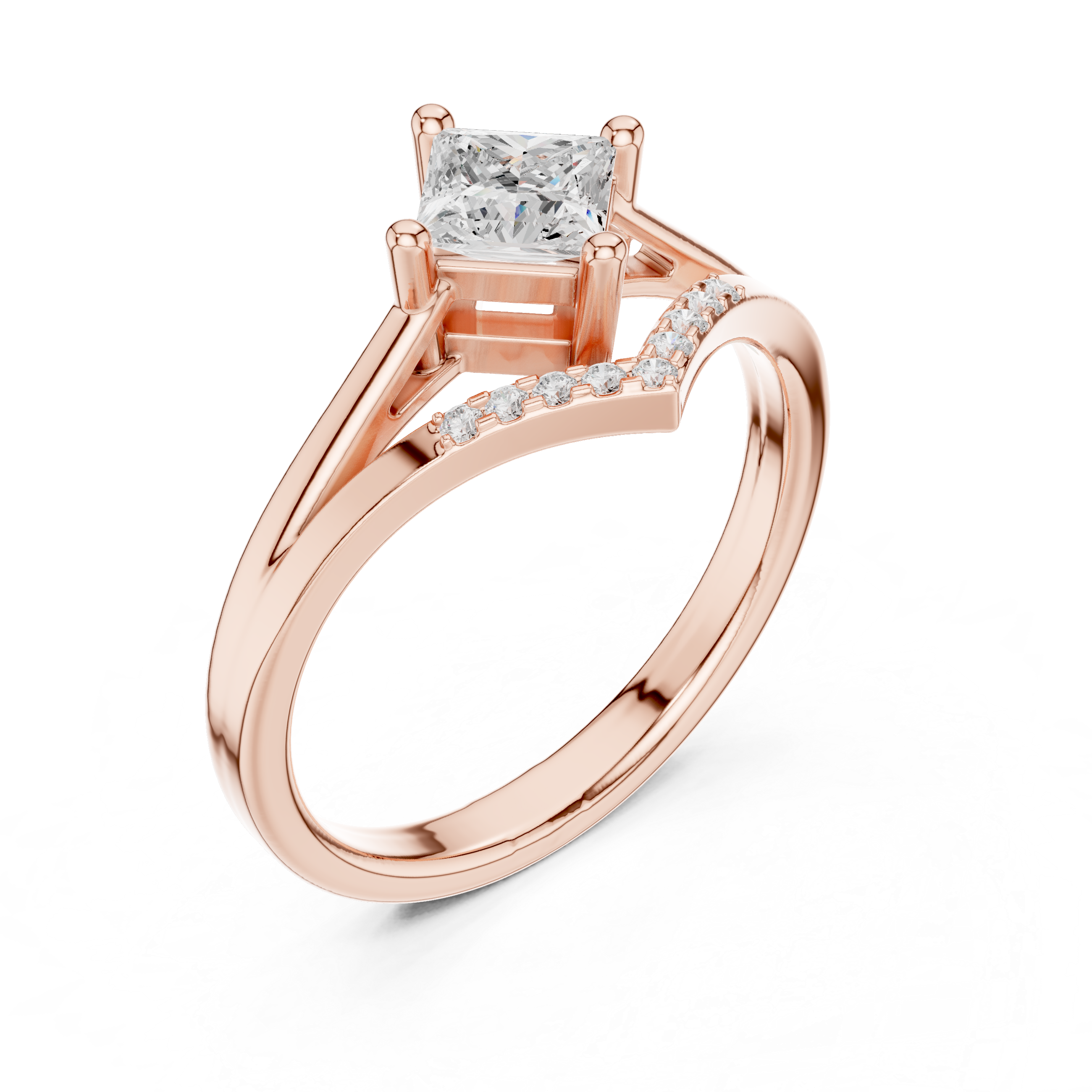 Gold Princess Chevron Lab Grown Diamond Zanvi Ring
