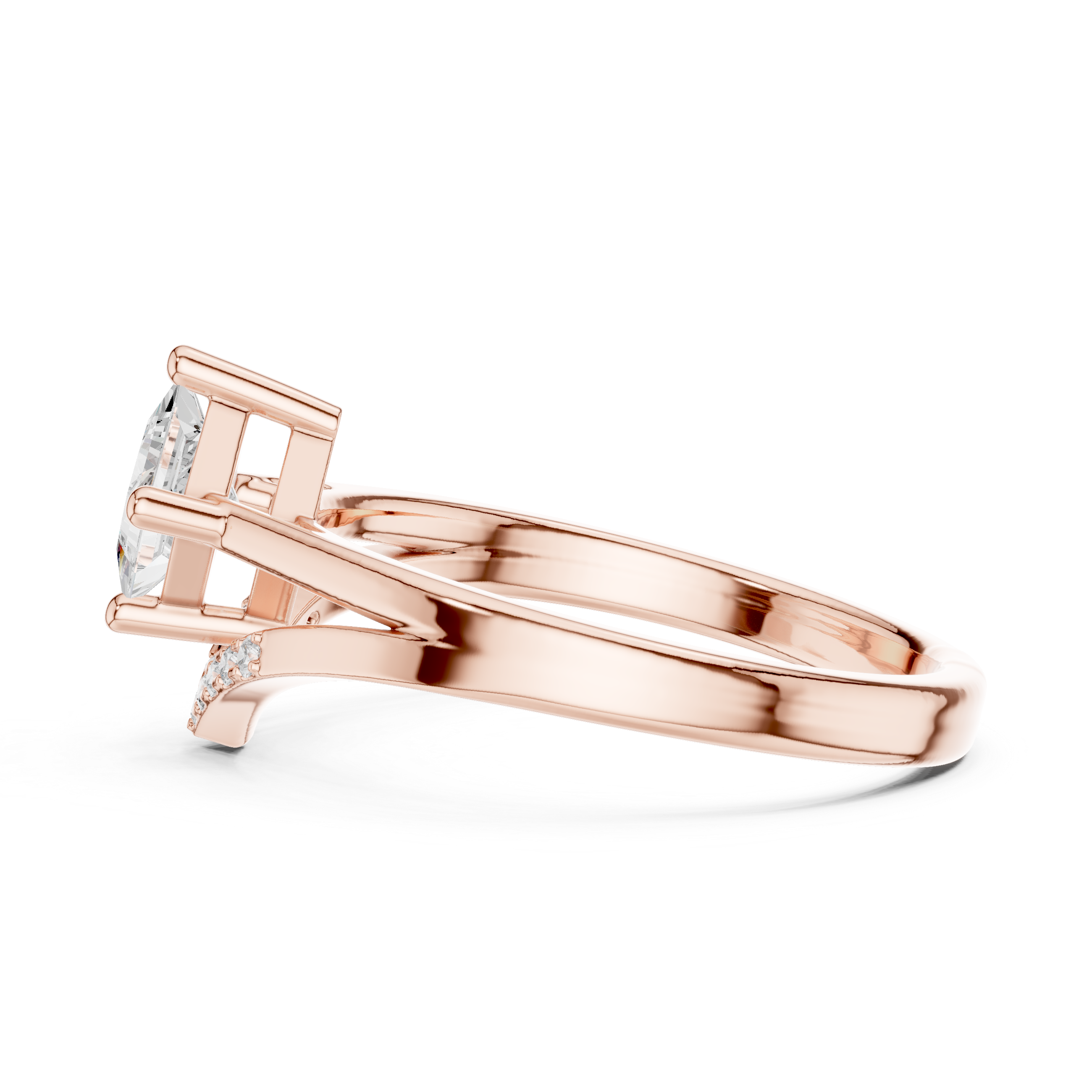 Gold Princess Chevron Lab Grown Diamond Zanvi Ring