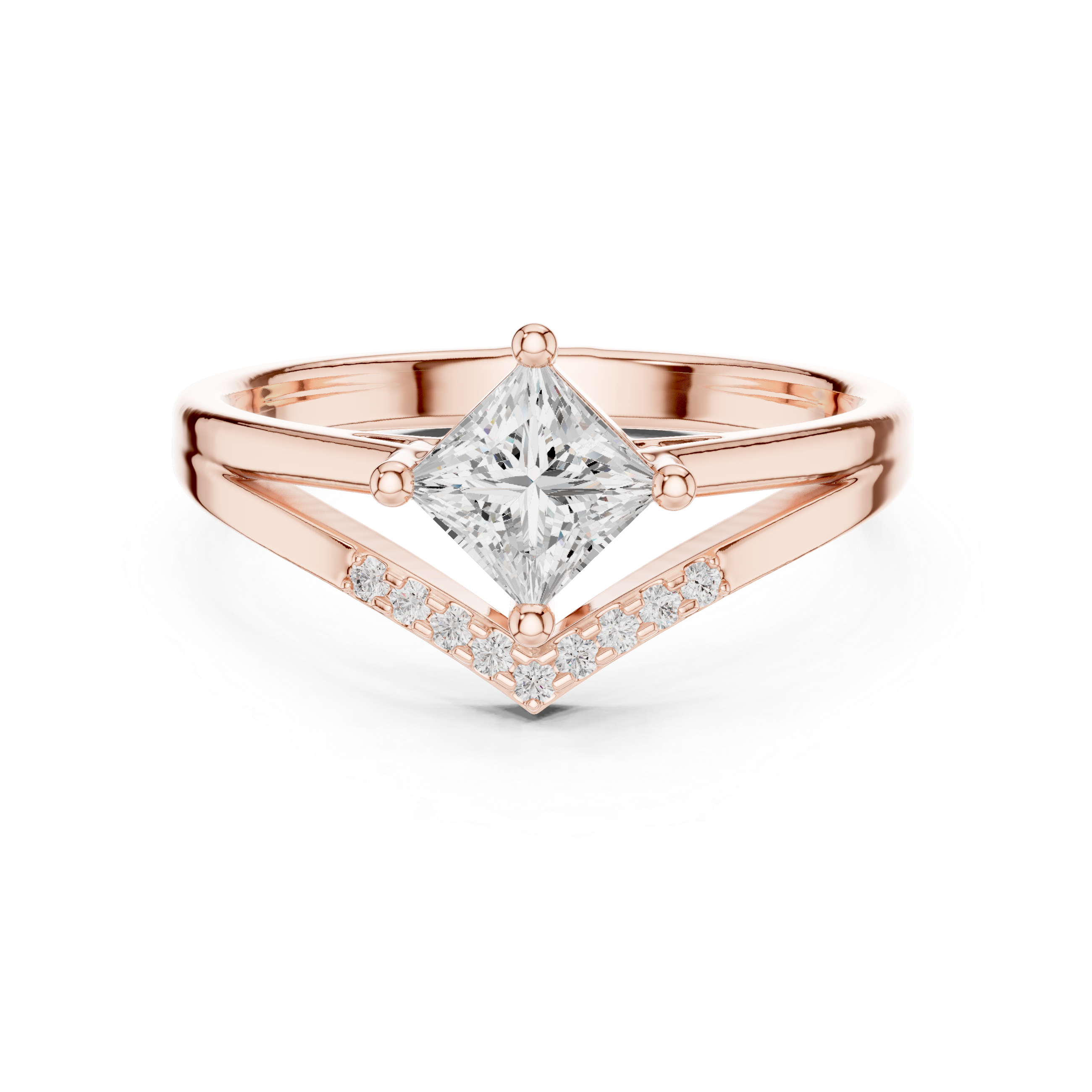 Gold Princess Chevron Lab Grown Diamond Zanvi Ring