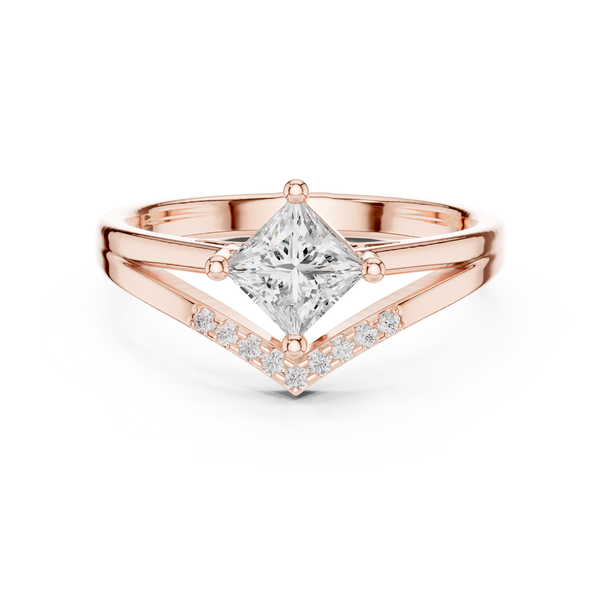 Gold Princess Chevron Lab Grown Diamond Zanvi Ring