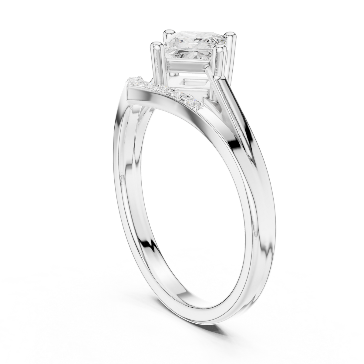 Gold Princess Chevron Lab Grown Diamond Zanvi Ring