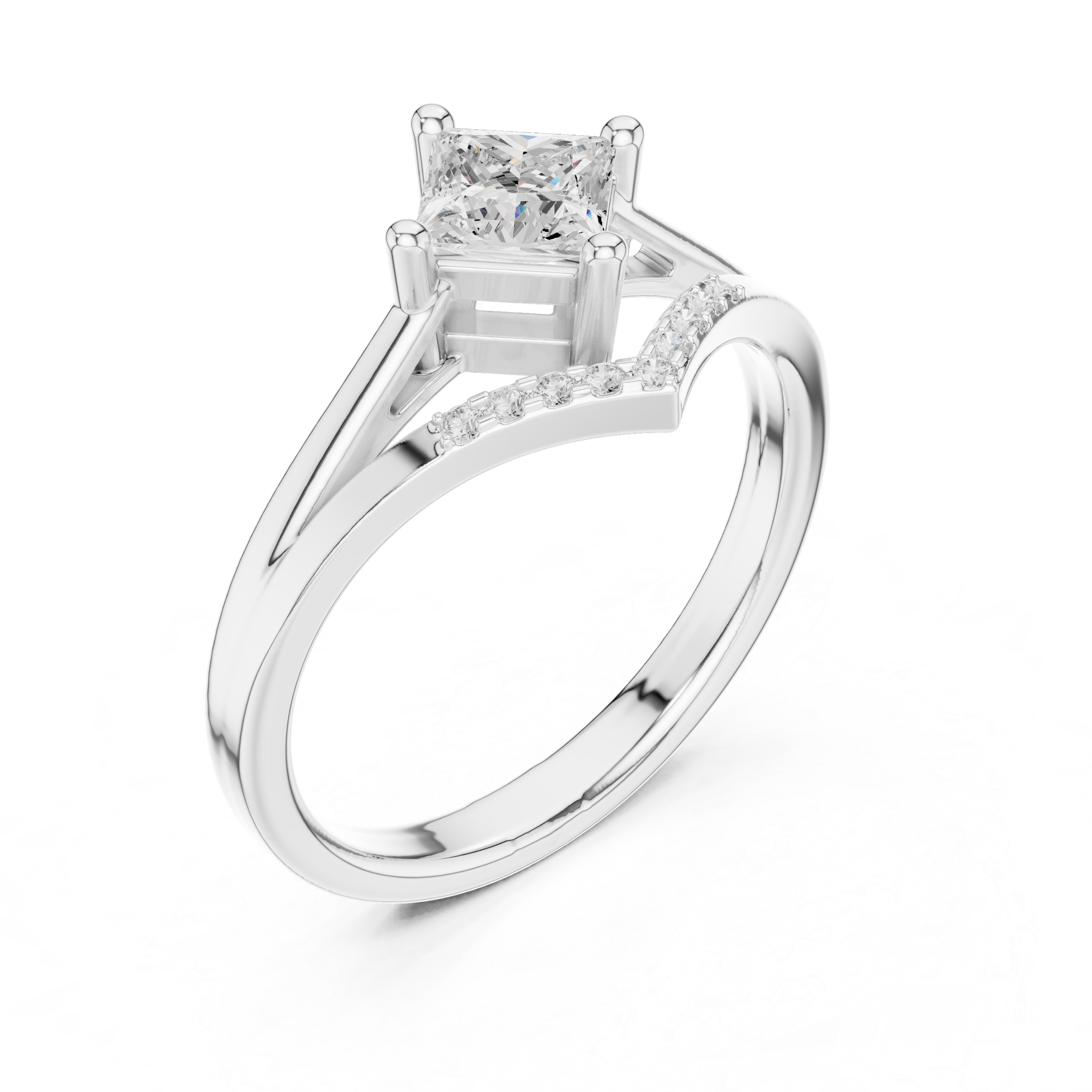 Gold Princess Chevron Lab Grown Diamond Zanvi Ring