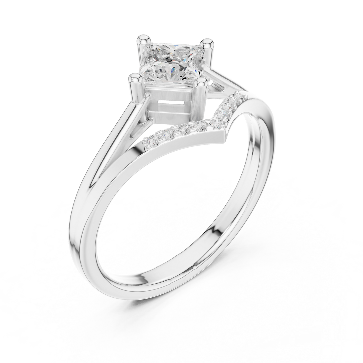 Gold Princess Chevron Lab Grown Diamond Zanvi Ring