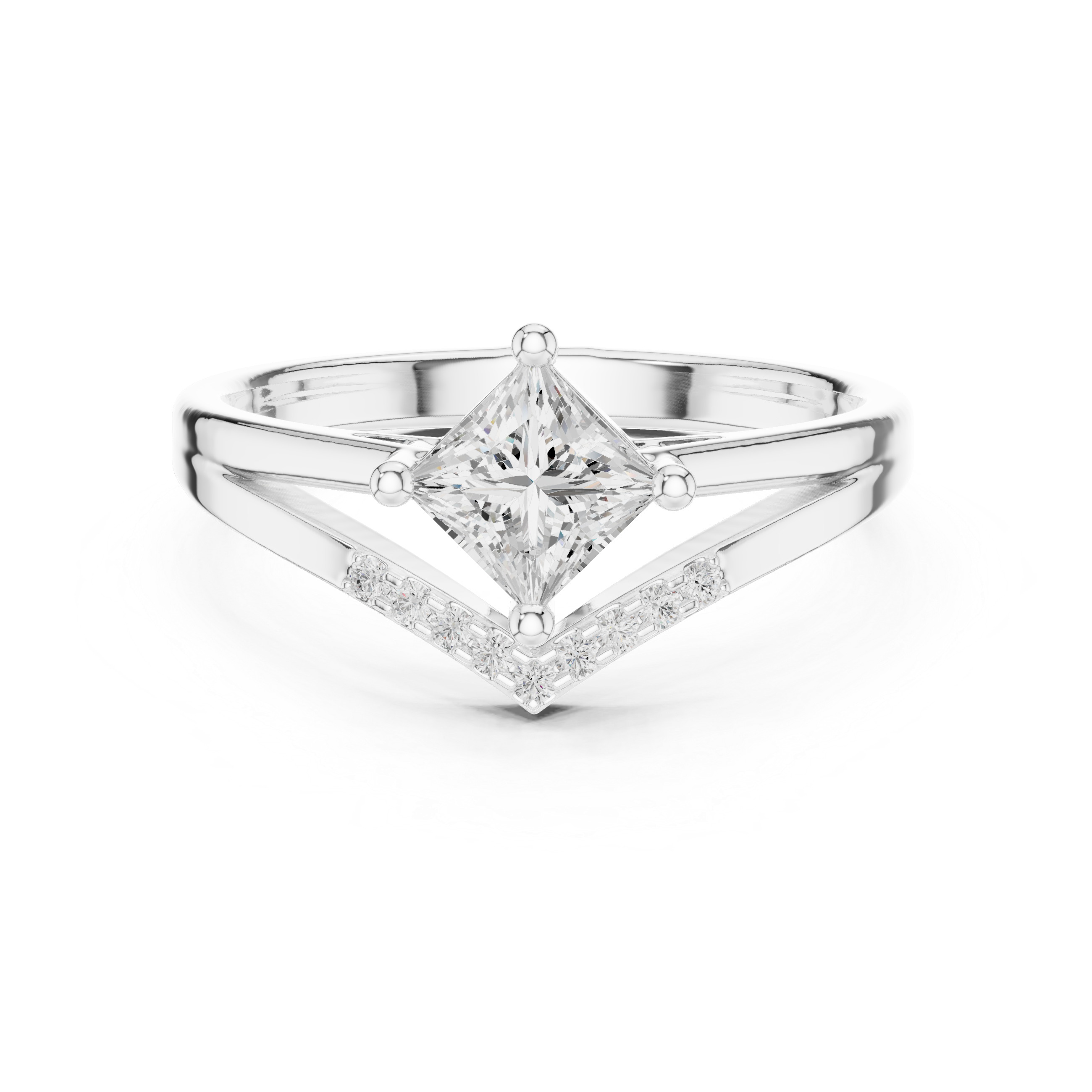 Gold Princess Chevron Lab Grown Diamond Zanvi Ring