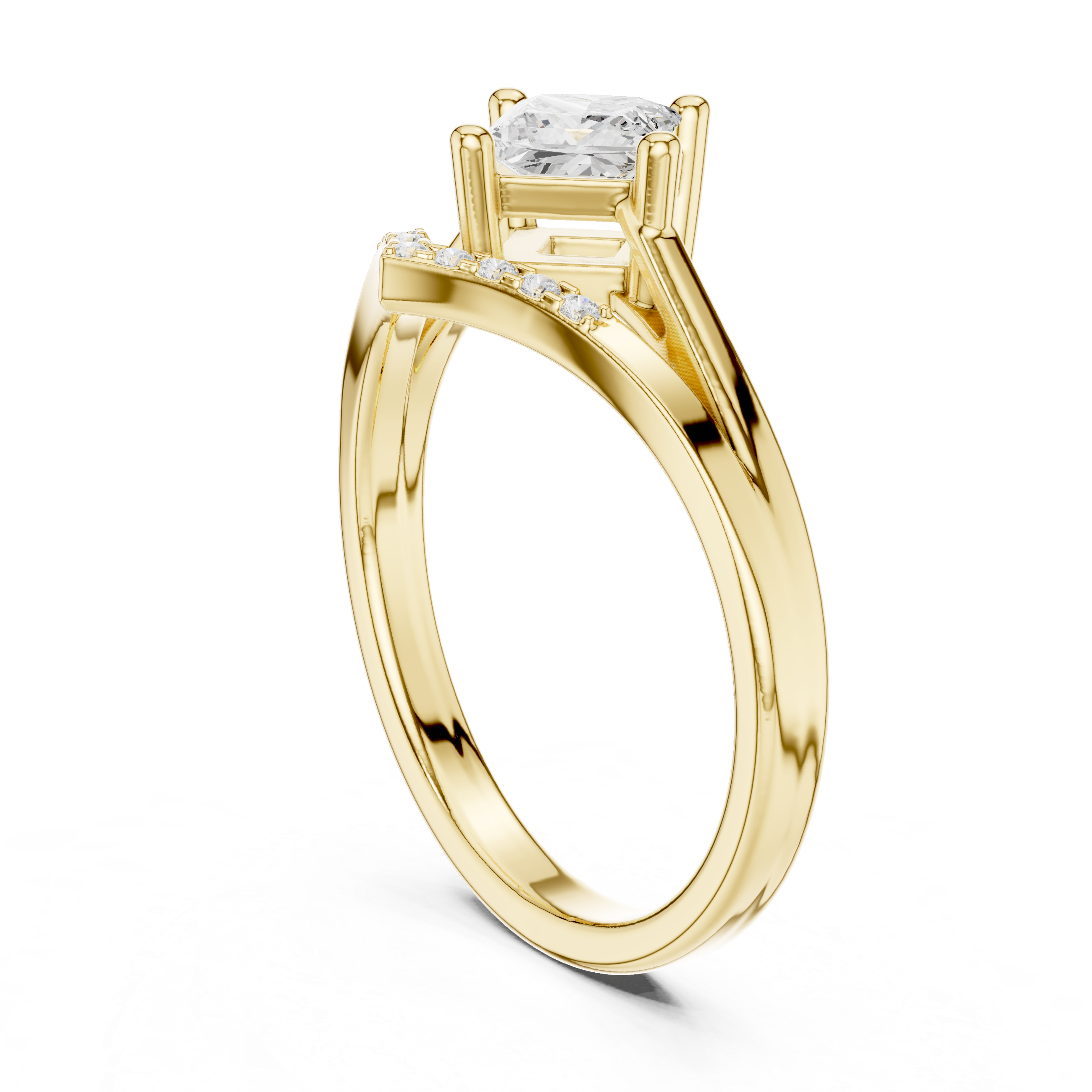 Gold Princess Chevron Lab Grown Diamond Zanvi Ring