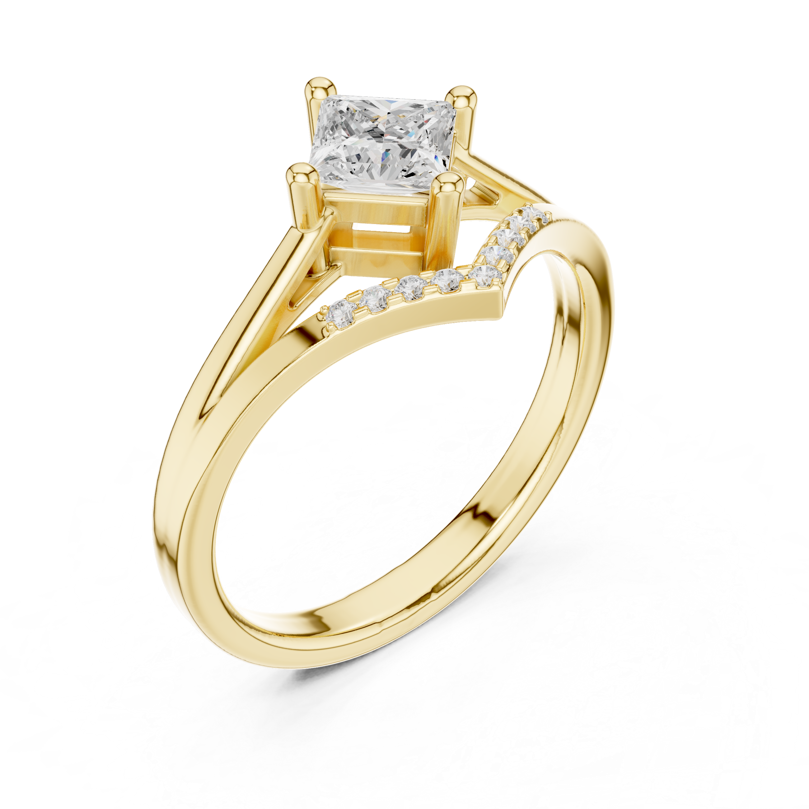 Gold Princess Chevron Lab Grown Diamond Zanvi Ring