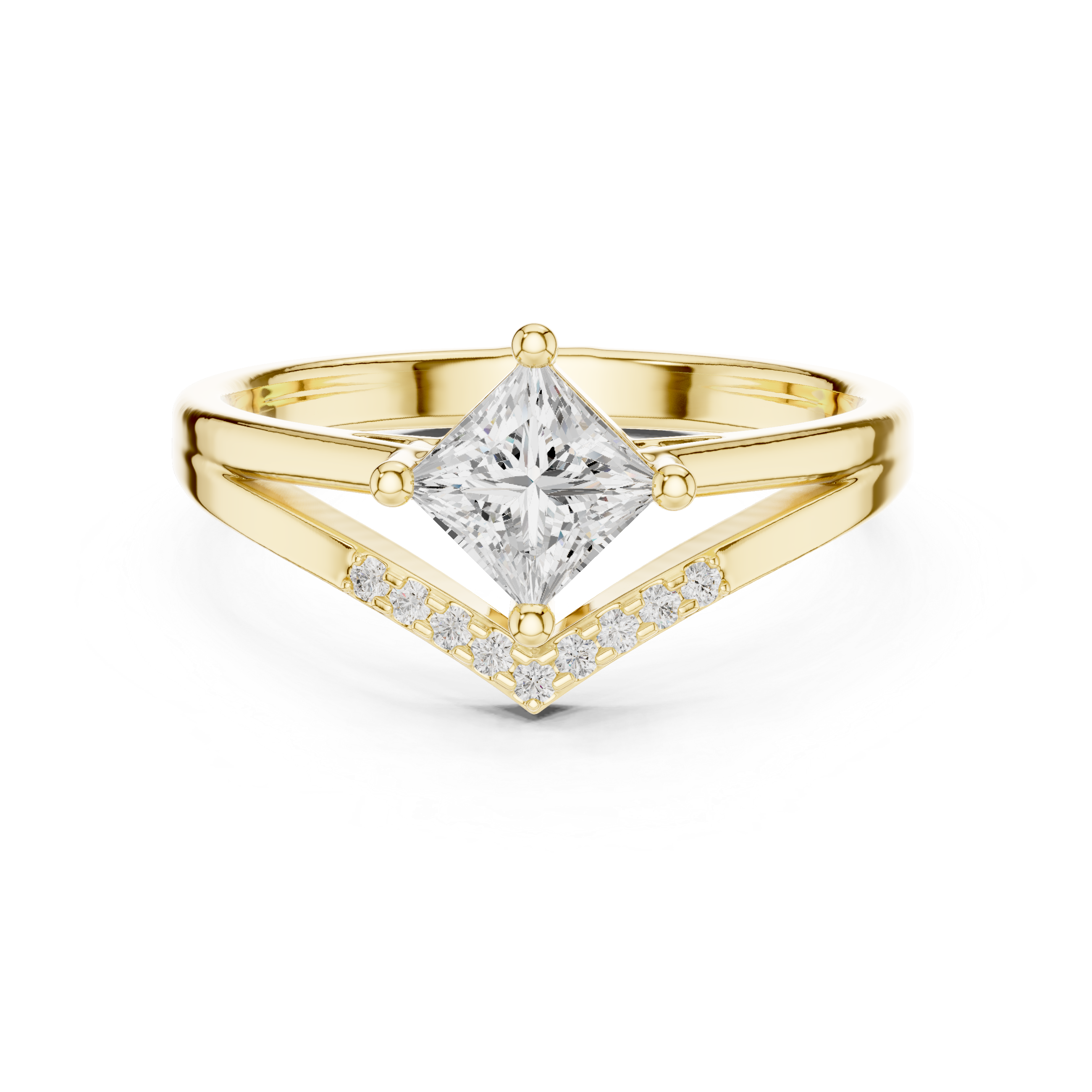Gold Princess Chevron Lab Grown Diamond Zanvi Ring