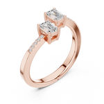 Gold Emerald Open Bypass Prong Lab Grown Diamond Inora Ring