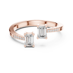Gold Emerald Open Bypass Prong Lab Grown Diamond Inora Ring