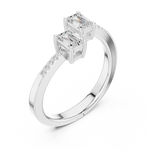 Gold Emerald Open Bypass Prong Lab Grown Diamond Inora Ring