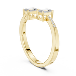 Gold Emerald Open Bypass Prong Lab Grown Diamond Inora Ring
