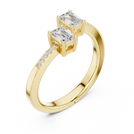 Gold Emerald Open Bypass Prong Lab Grown Diamond Inora Ring