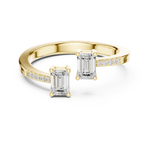 Gold Emerald Open Bypass Prong Lab Grown Diamond Inora Ring