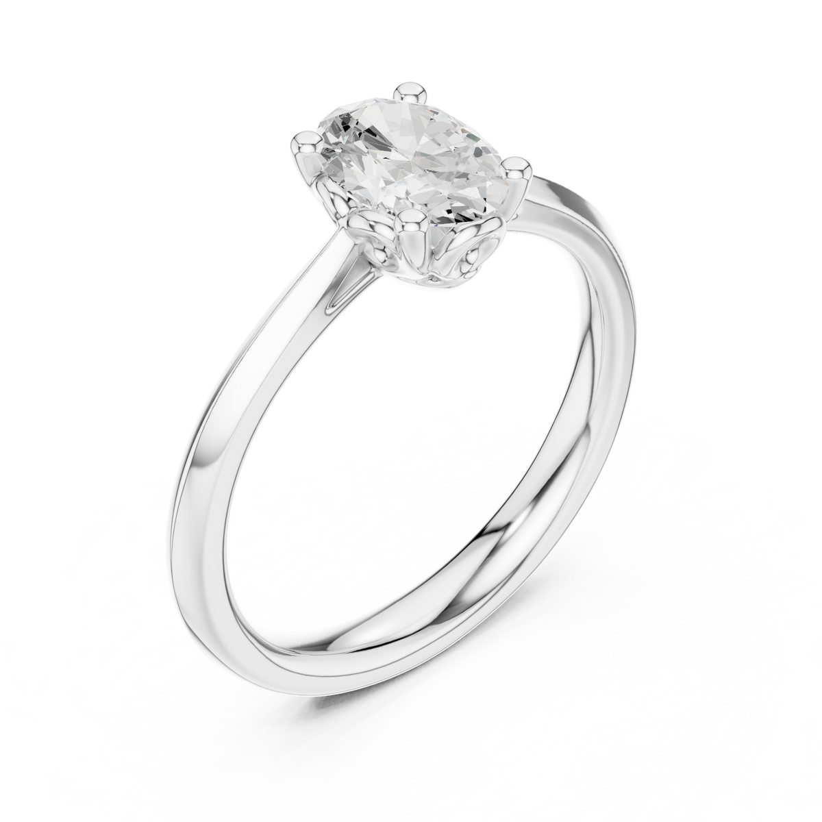 Gold Oval Solitaire Lab Grown Diamond Qorix Ring