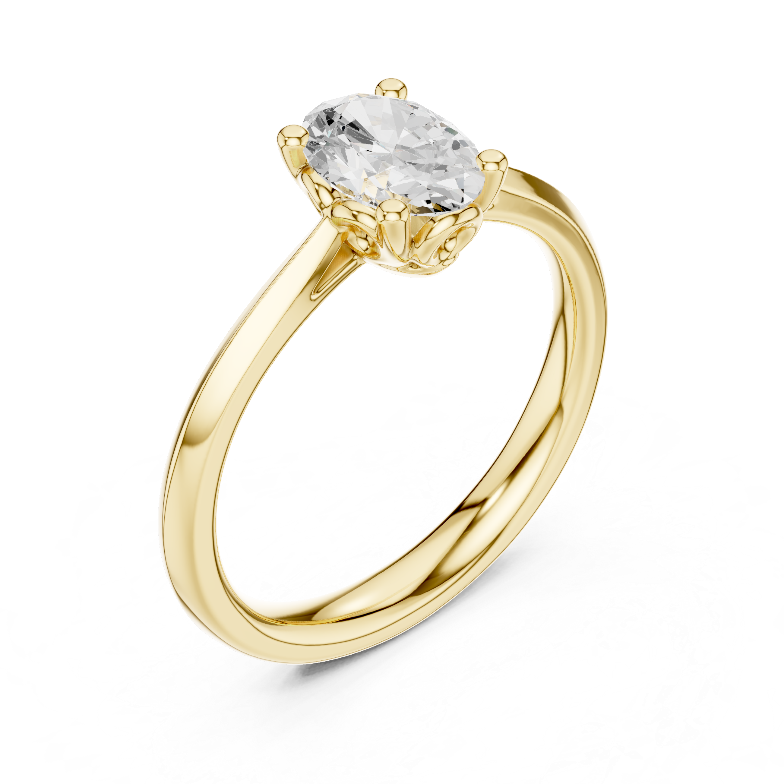 Gold Oval Solitaire Lab Grown Diamond Qorix Ring