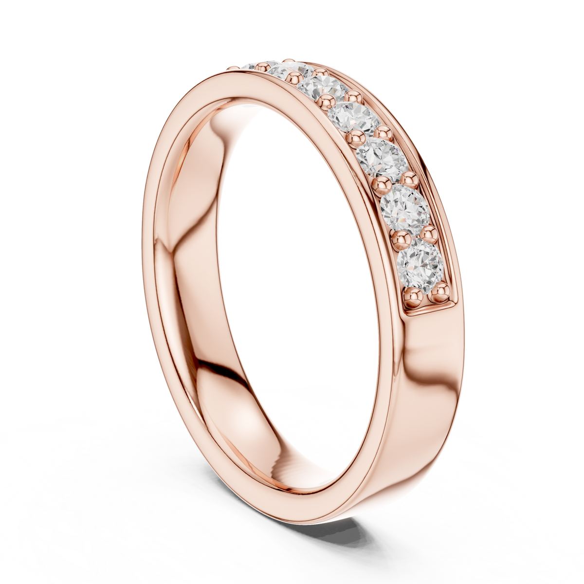 Gold Single Row Prong Set Round Lab Grown Diamond Halian Ring