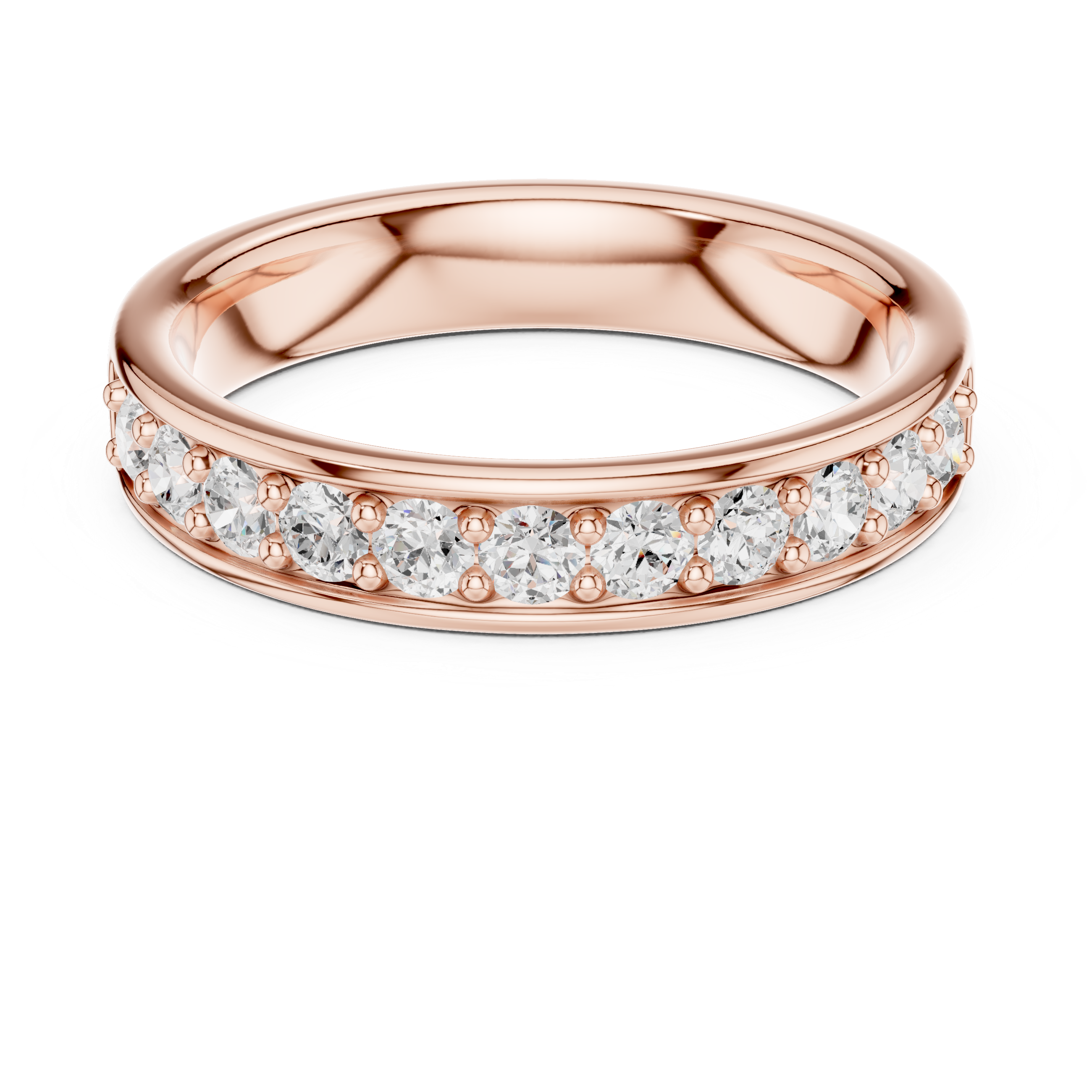 Gold Single Row Prong Set Round Lab Grown Diamond Halian Ring