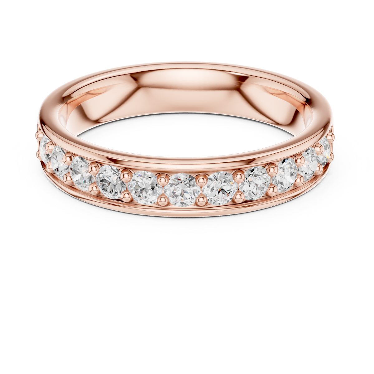 Gold Single Row Prong Set Round Lab Grown Diamond Halian Ring