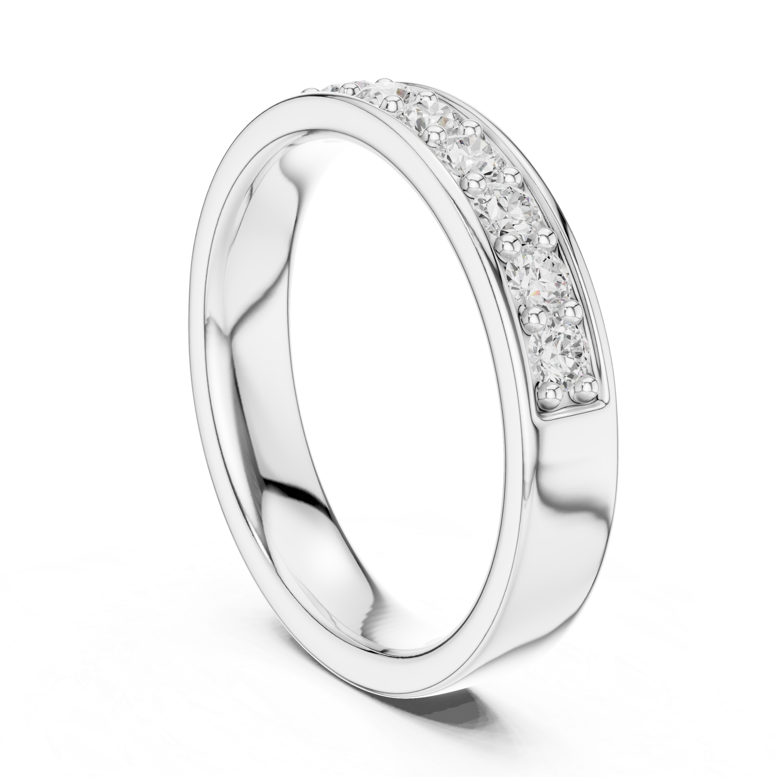 Gold Single Row Prong Set Round Lab Grown Diamond Halian Ring