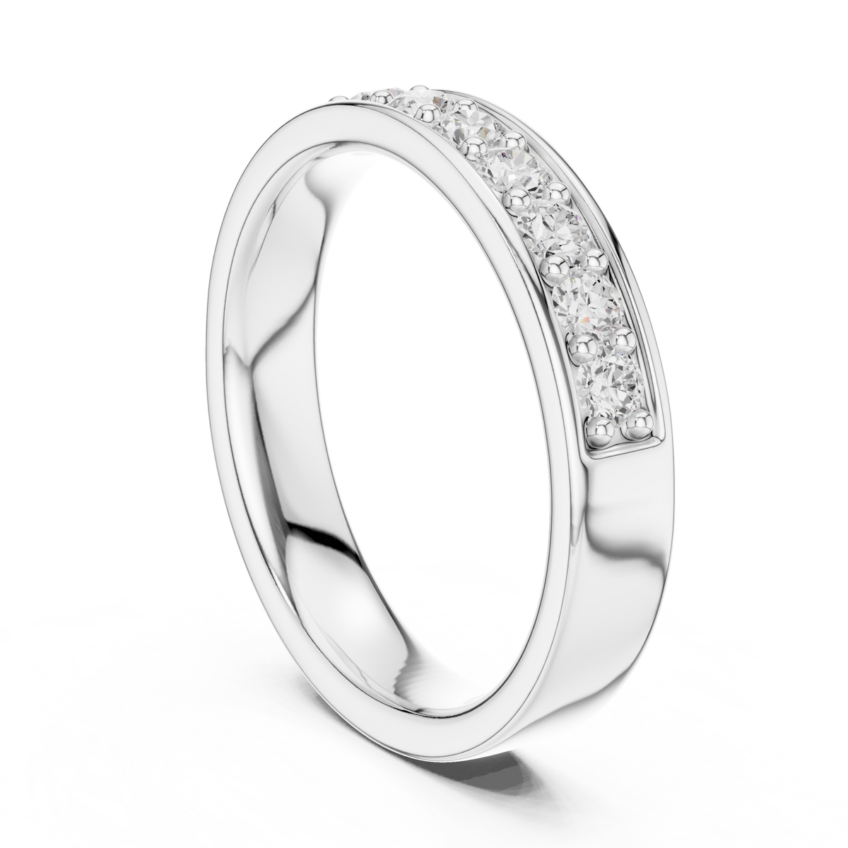 Gold Single Row Prong Set Round Lab Grown Diamond Halian Ring