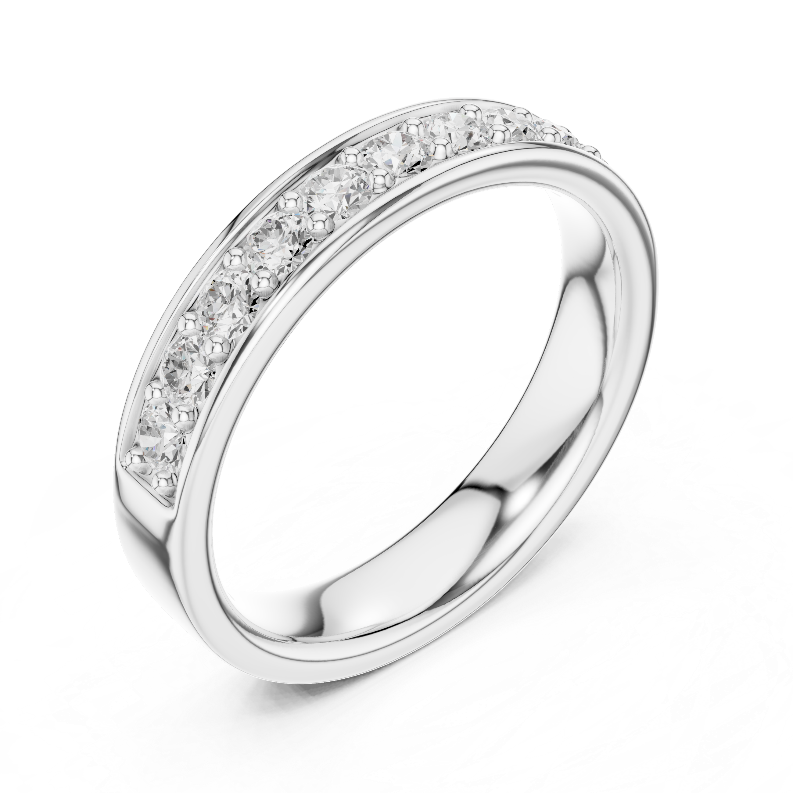 Gold Single Row Prong Set Round Lab Grown Diamond Halian Ring