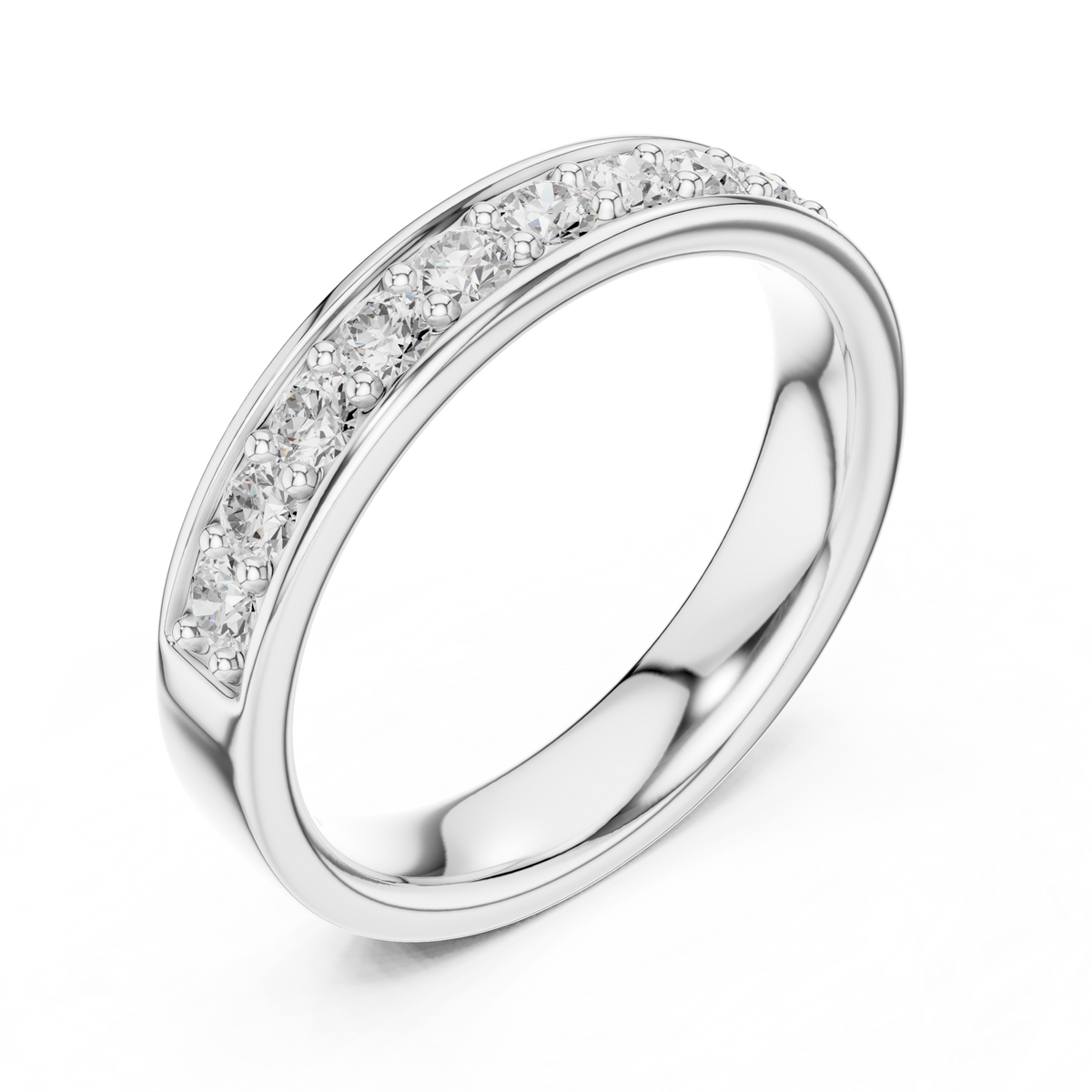 Gold Single Row Prong Set Round Lab Grown Diamond Halian Ring