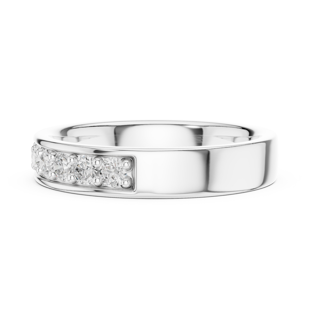 Gold Single Row Prong Set Round Lab Grown Diamond Halian Ring