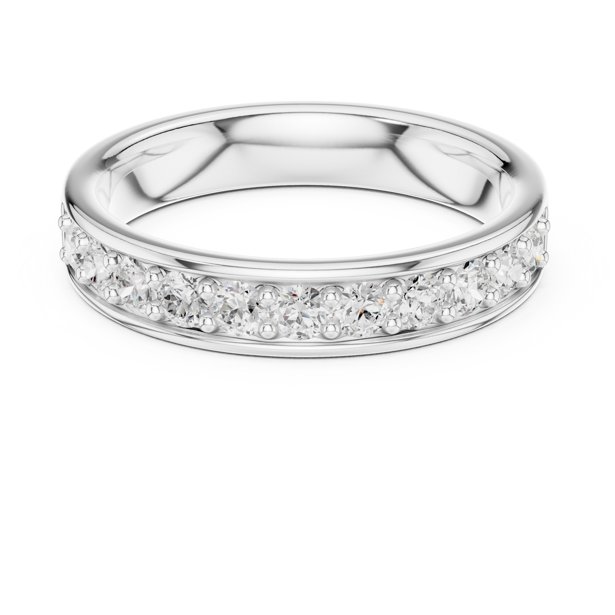 Gold Single Row Prong Set Round Lab Grown Diamond Halian Ring