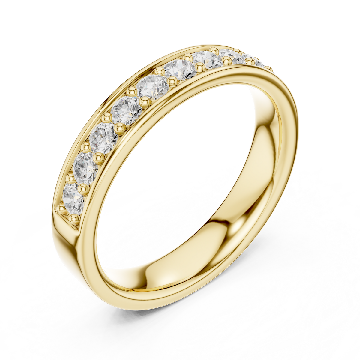 Gold Single Row Prong Set Round Lab Grown Diamond Halian Ring