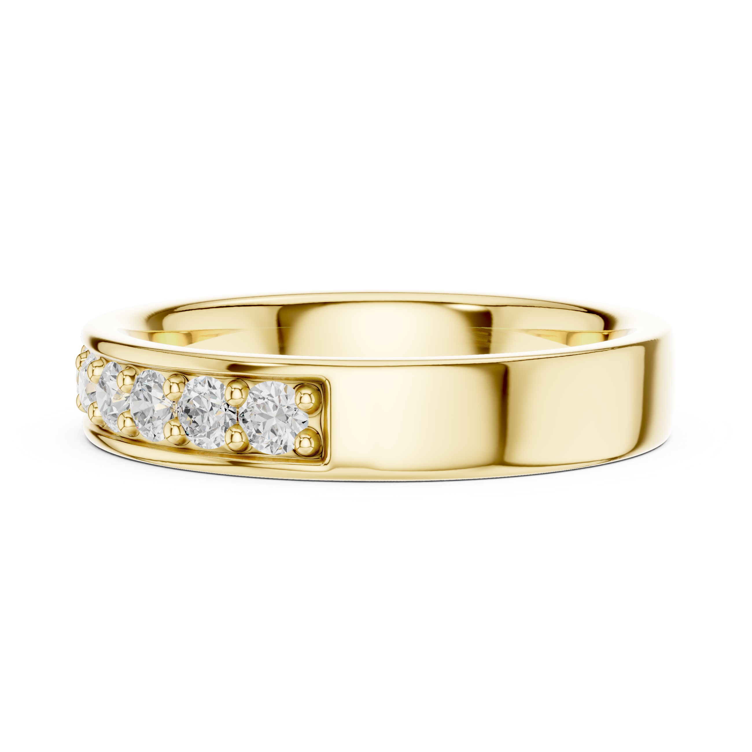 Gold Single Row Prong Set Round Lab Grown Diamond Halian Ring
