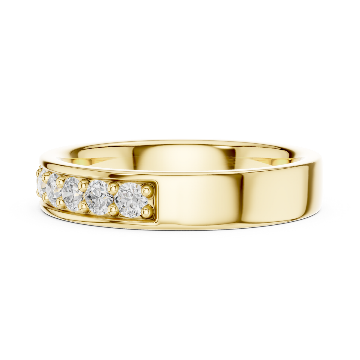Gold Single Row Prong Set Round Lab Grown Diamond Halian Ring