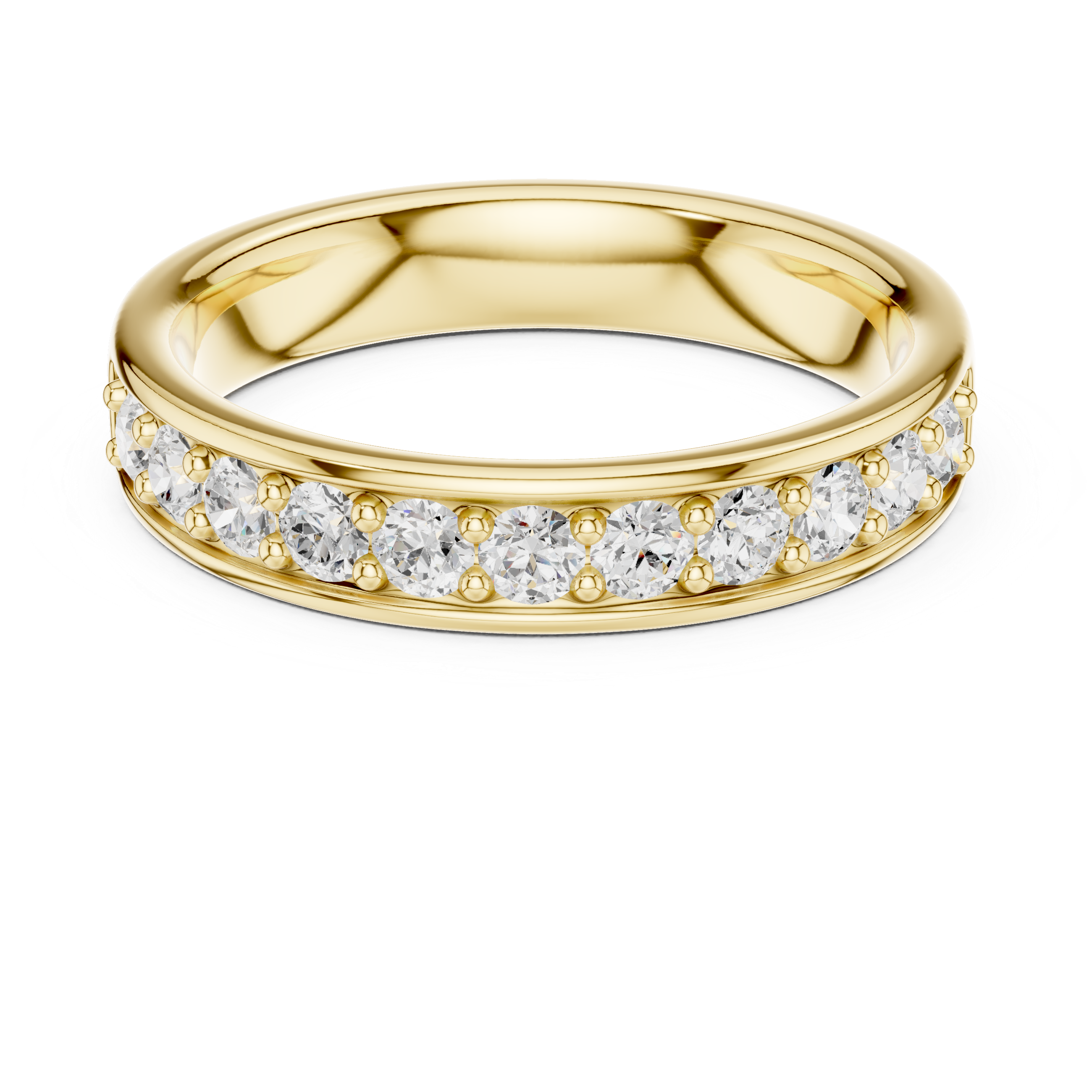 Gold Single Row Prong Set Round Lab Grown Diamond Halian Ring