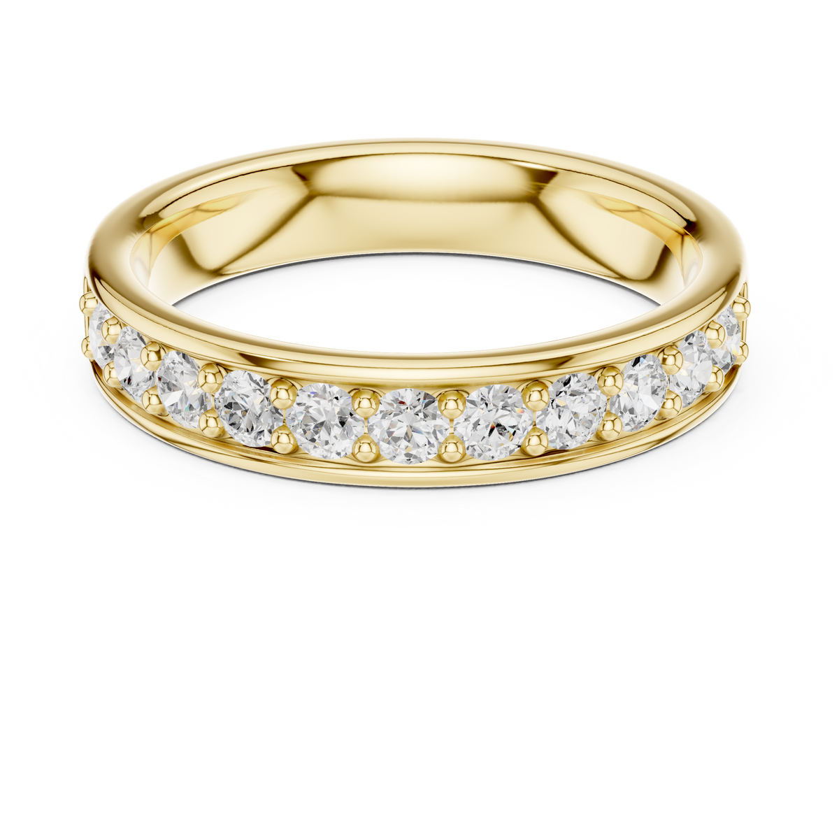 Gold Single Row Prong Set Round Lab Grown Diamond Halian Ring
