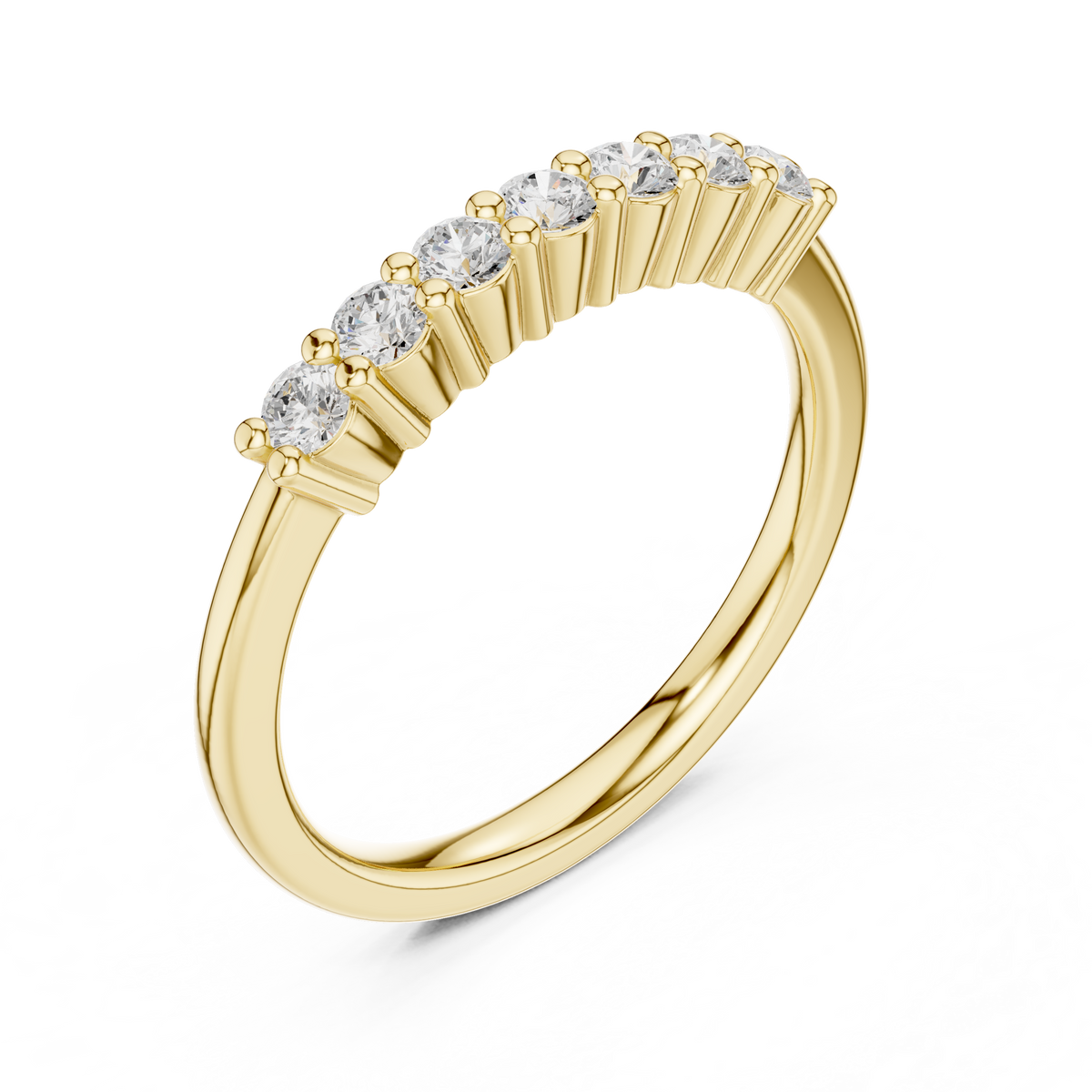 Gold Half Eternity Prong Round Lab Grown Diamond Xyvelle Ring